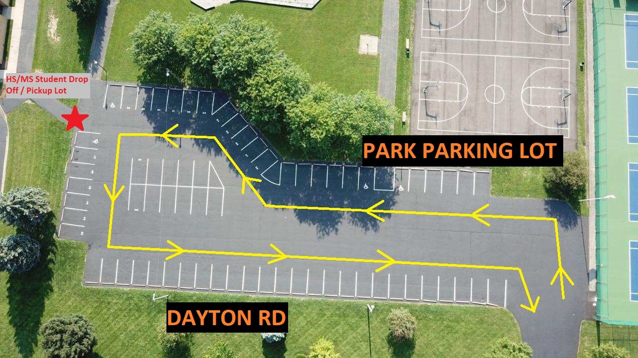 parking lot image with arrows